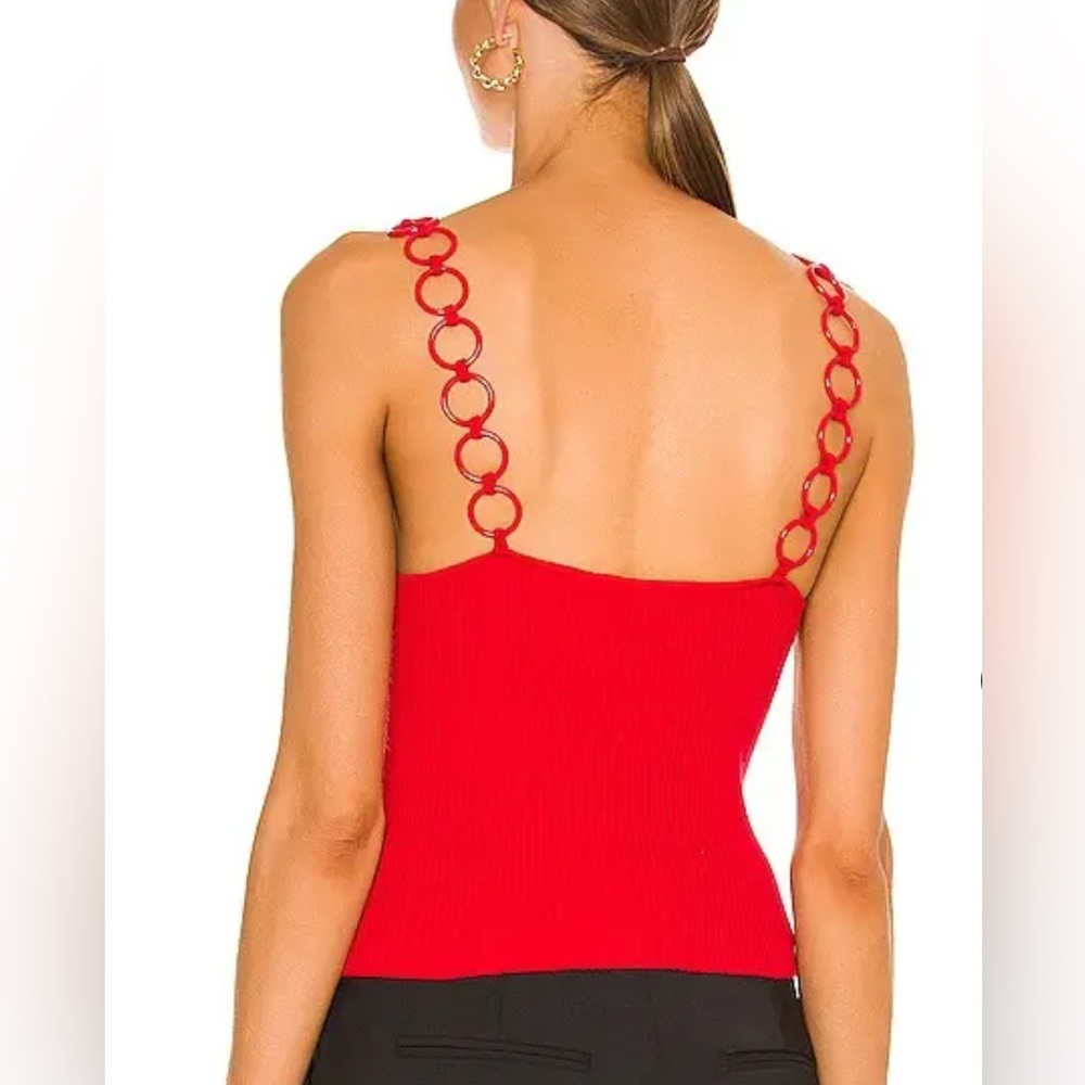 Red Sleeveless Ribbed Top - Picture 2 of 3